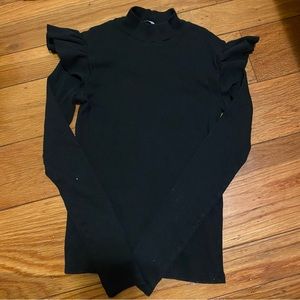 Zara Ruffle Mock Neck Top